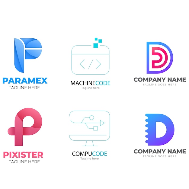 Sett med Code Boost Logo designs konseptvektor Rakett Code logo mal ikonvektor