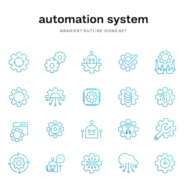 sett med gradientkonturikoner for automatisk automasjonssystem