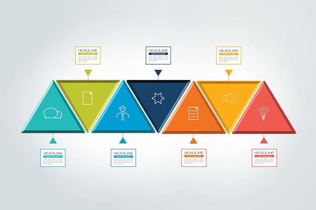 Seven steps chart template scheme tab Vector illustration