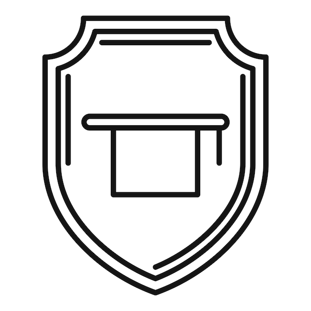 Shield protecting graduation cap icon education protection symbol
