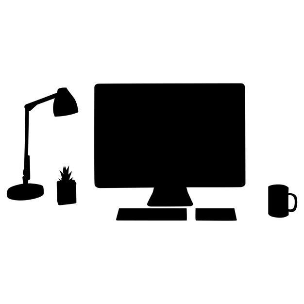 shillouette offiece desk on table