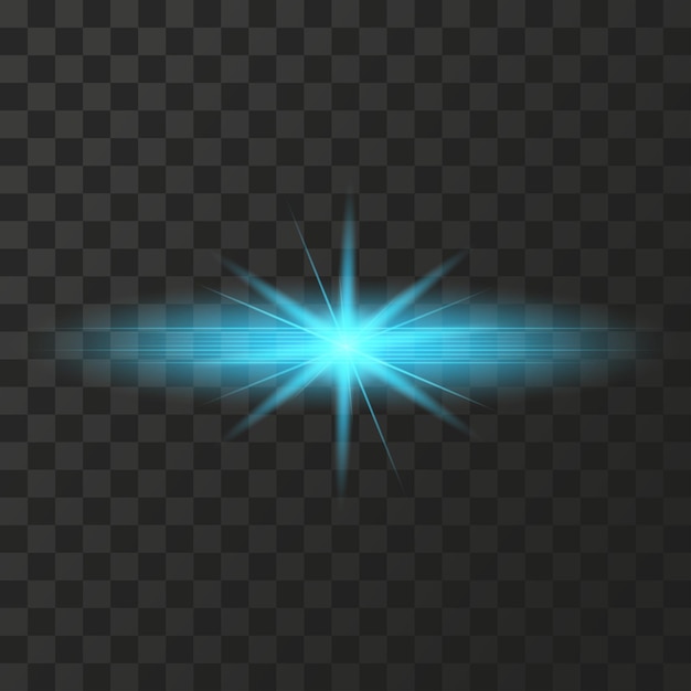 Shine blue bright light effect with rays and highlight glitter