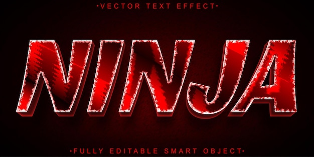 shiny red ninja vector fully editable smart object text effect
