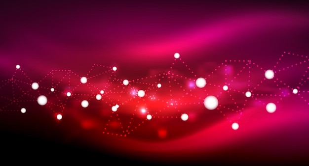 shiny stars neon glowing digital connected light dots vector technology abstract background