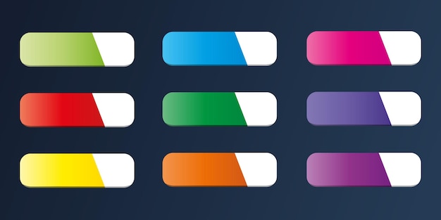 shiny web game 3d buttons gradient colored collection vector illustration