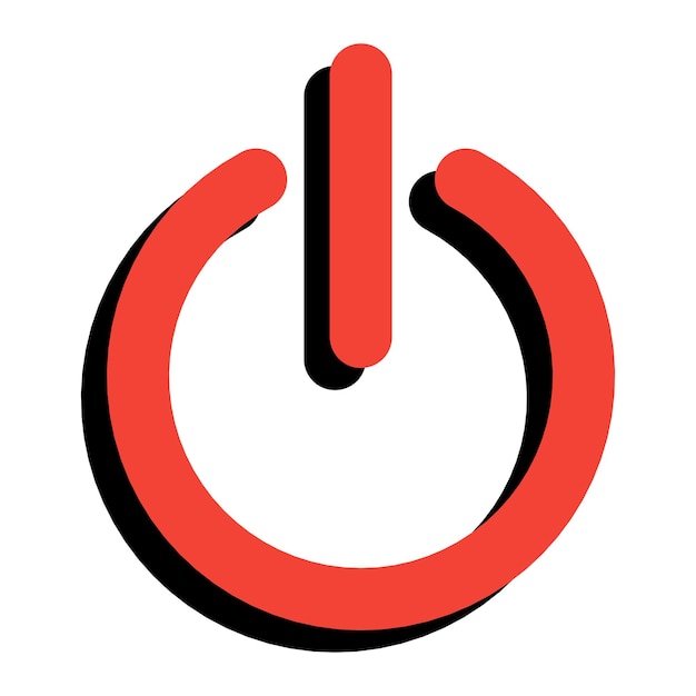 shutdown icon button with shadow power turn off button