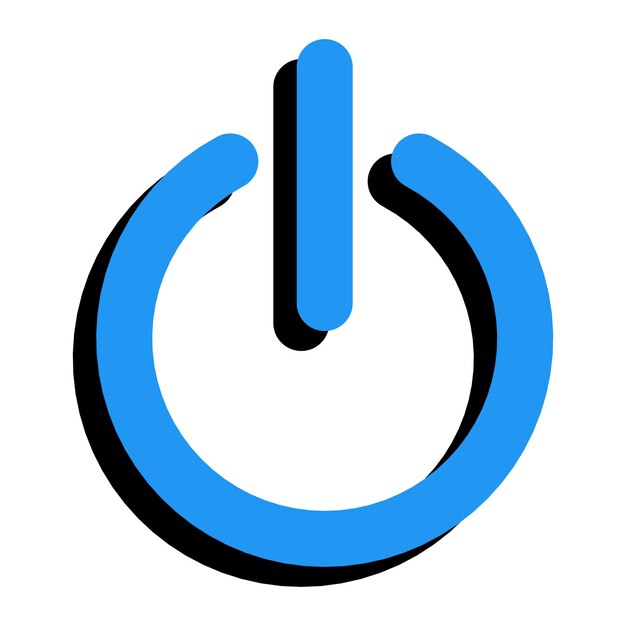 shutdown icon button with shadow power turn off button