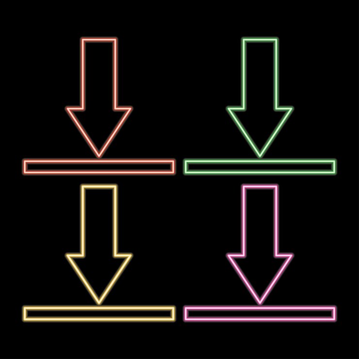Vektor sign download neon icon simple thin line outline vector of web icons for ui and ux website or mobile application