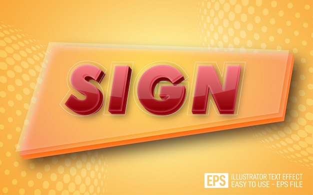 sign glossy 3d text editable style effect template