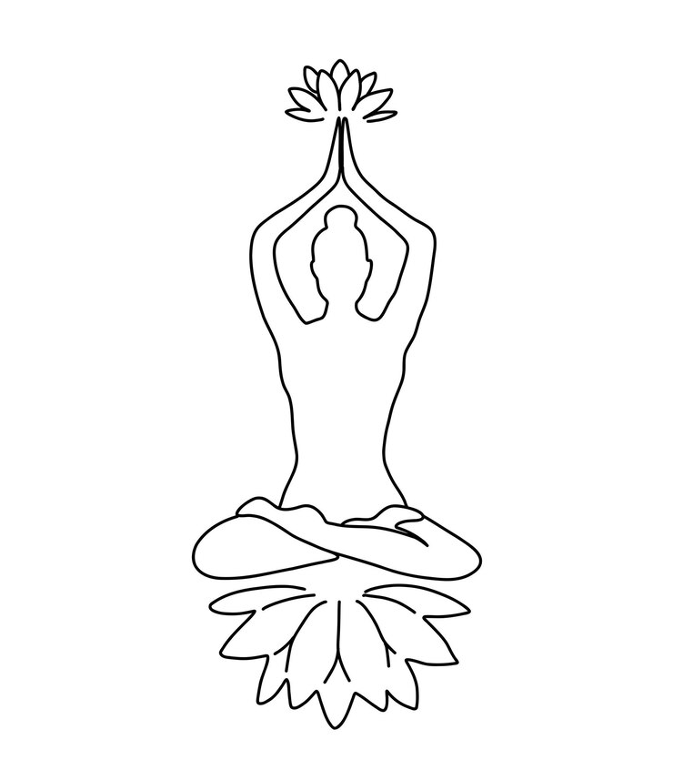 Vektor silhouette of a girl in a yoga pose single line illustration of a girl sitting in a lotus position