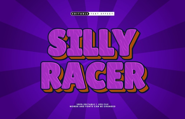 silly racer editable text effect with a play and game text style