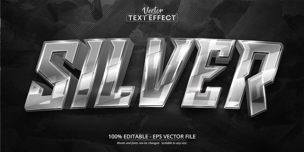 Silver text, shiny silver color style editable text effect