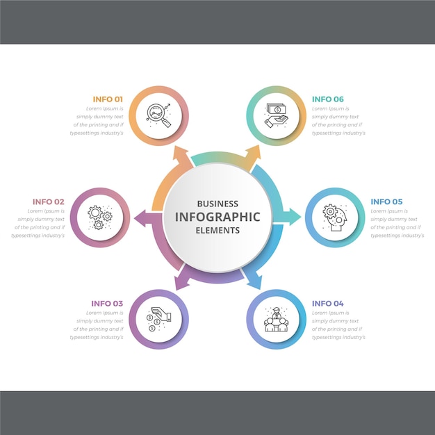 simple business circle infographics with 06 steps