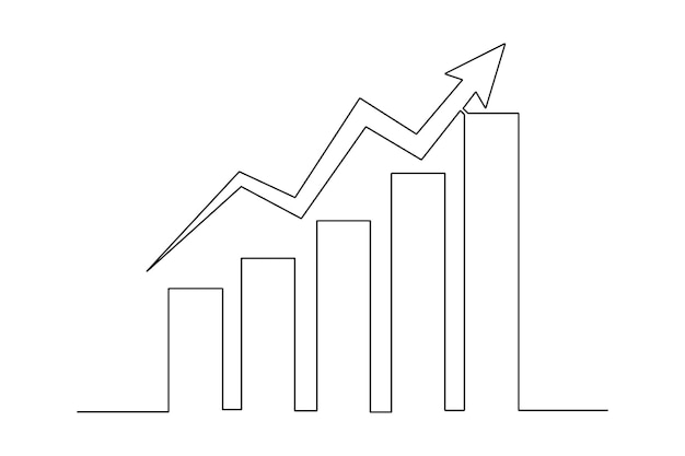 Simple continuous lin drawing of business graph analysis activity goes up Business minimalist concept Business analysisi activity Business analysis icon Market