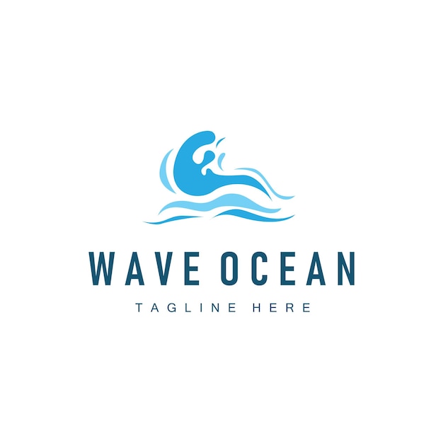 simple design of ocean wave logo with ocean blue color concept illustration symbol icon