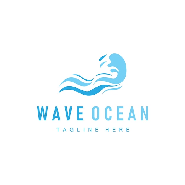 simple design of ocean wave logo with ocean blue color concept illustration symbol icon