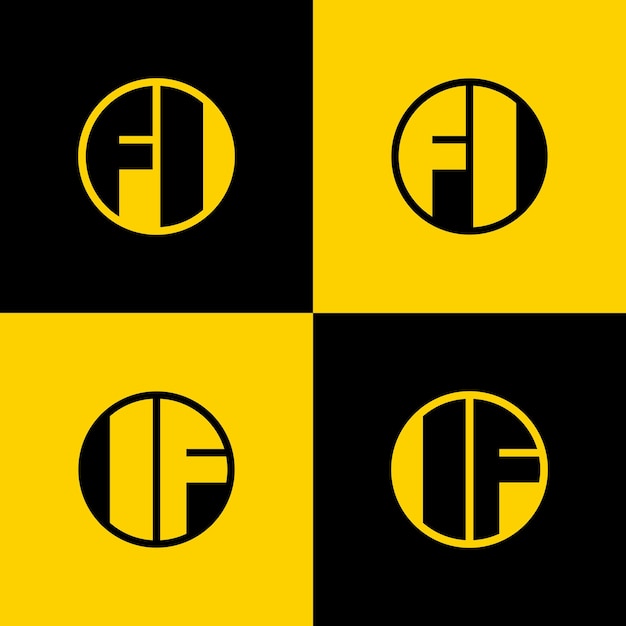 Simple FI and IF Letters Circle Logo Set suitable for business with FI and IF initials