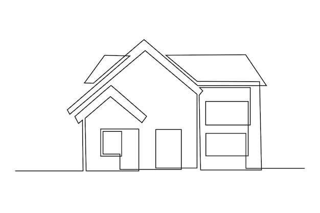 Simple house House concept oneline drawing