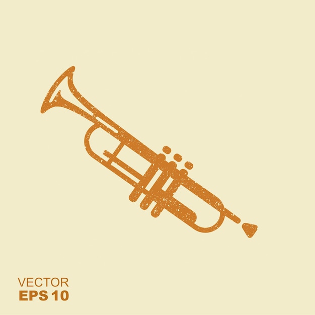simple icon trumpet flat icon with scuffed effect in a separate layer
