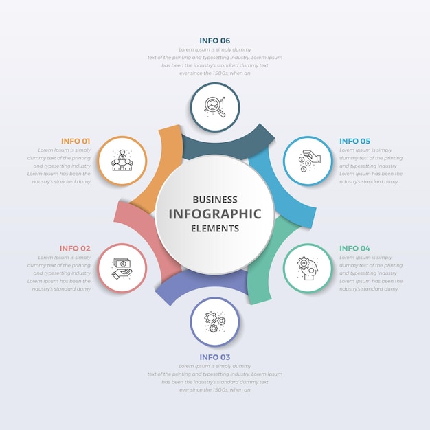 simple modern business circle infographics with 06 steps