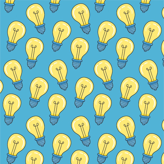 Simple seamless pattern with hand light bulb