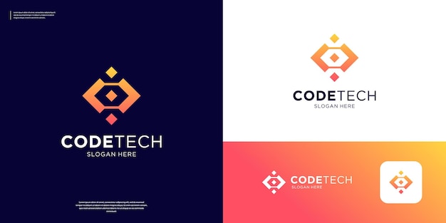 Simple tech coding logo design template Abstract data connection logo vector