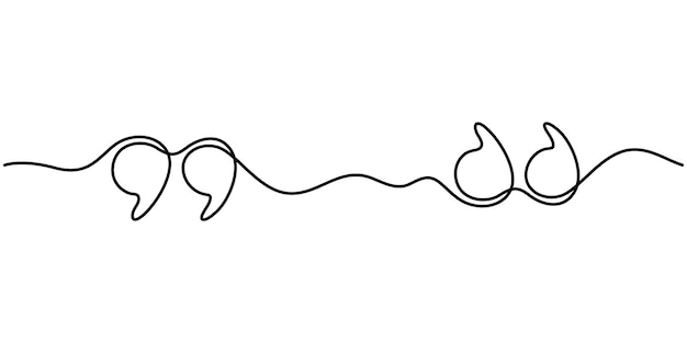 single continuous line drawing of a quote mark one continuous line of a quote mark drawing vector