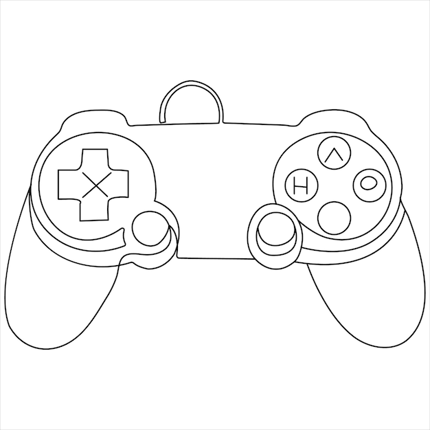 single line continuous drawing of game controller joysticks or gamepads line art vector illustration