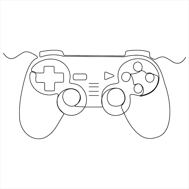 single line continuous drawing of game controller joysticks or gamepads line art vector illustration