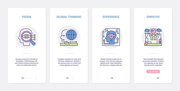 Sinnopplevelsesprosesser i menneskehodet, UX, UI onboarding mobilapp-sidesett