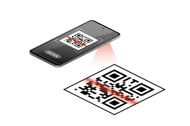 Skanning av QR-kode til mobiltelefon isometrisk QR-kode ramme og skanning av telefon. Skann meg telefoni-tag Mal for mobil app betaling smarttelefon PDA mobiltelefon Elektronisk strekkode digital teknologi