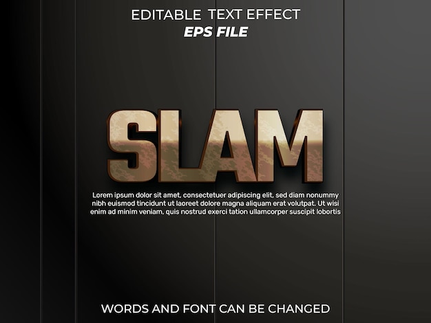 Slam teksteffekt font redigerbar typografi 3d tekst vektor mal