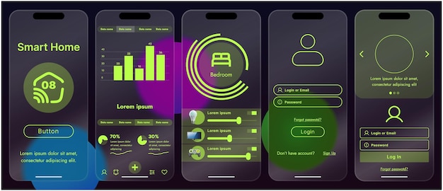sleek vector illustration of a smart home app interface displayed on a smartphone