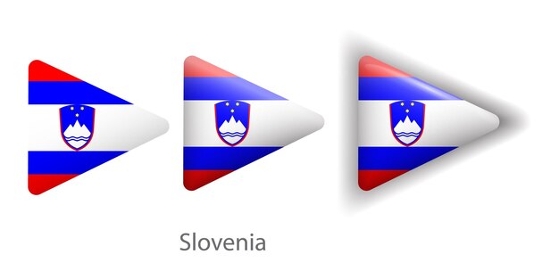 Slovenia flag vector icons set in the shape of rounded triangle