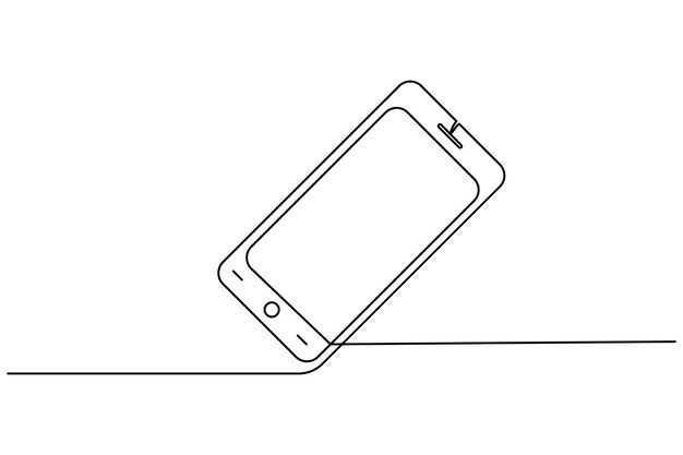 Smart phone continuous line drawing of isolate outline simple vector icon