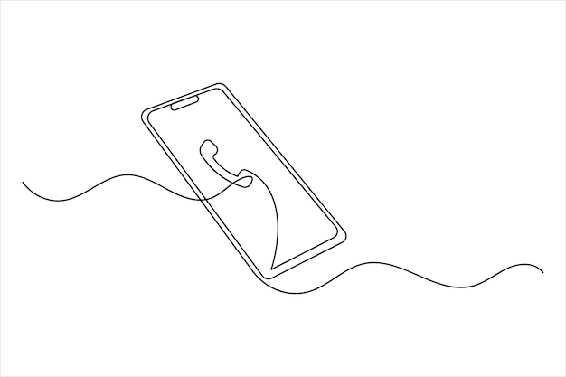 smart phone icon continuous one line drawing with isolate simple outline vector illustration