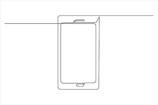 Smart phone icon continuous one line drawing with isolate simple outline vector illustration