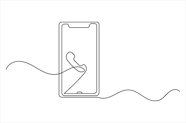 smart phone icon continuous one line drawing with isolate simple outline vector illustration