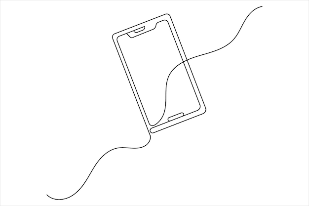 smart phone icon continuous one line drawing with isolate simple outline vector illustration