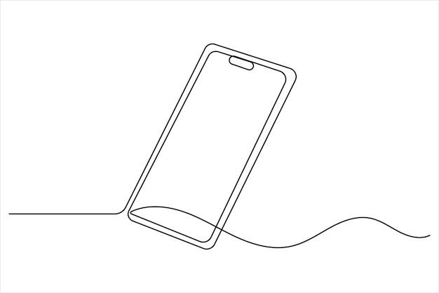 Smart phone icon continuous one line drawing with isolate simple outline vector illustration