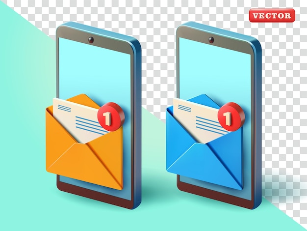 smart phone with mail envelope 3d vector suitable for communication technology and design elements