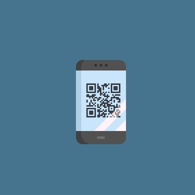 smartphone with barcode screen in flat vector design