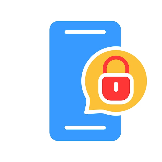 Smartphone with lock line icon Key door protection safety prohibition Vector colored icon on a white background for business