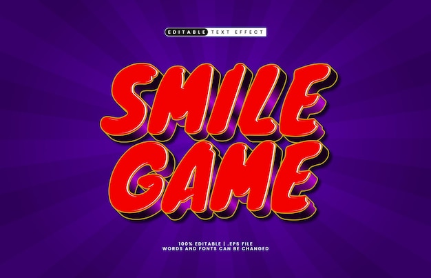 smile game editable text effect with a kids and game text style