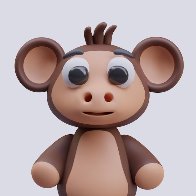 Smiling monkey on gray background Funny animal toy for kids