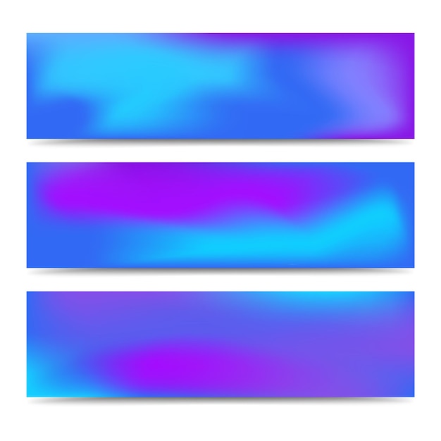 smooth abstract blurred gradient blue banners set. abstract creative multicolored background. vector illustration