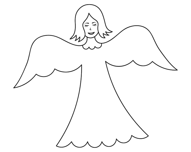 Vektor snow angel. cute angel with wings. a fairy watching the snow in winter. a girl with long eyelashes.
