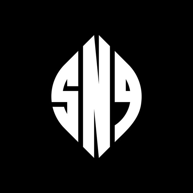 SNQ circle letter logo design with circle and ellipse shape SNQ ellipse letters with typographic style The three initials form a circle logo SNQ Circle Emblem Abstract Monogram Letter Mark Vector