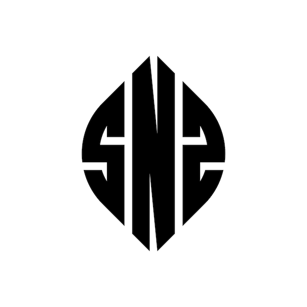 SNZ circle letter logo design with circle and ellipse shape SNZ ellipse letters with typographic style The three initials form a circle logo SNZ Circle Emblem Abstract Monogram Letter Mark Vector