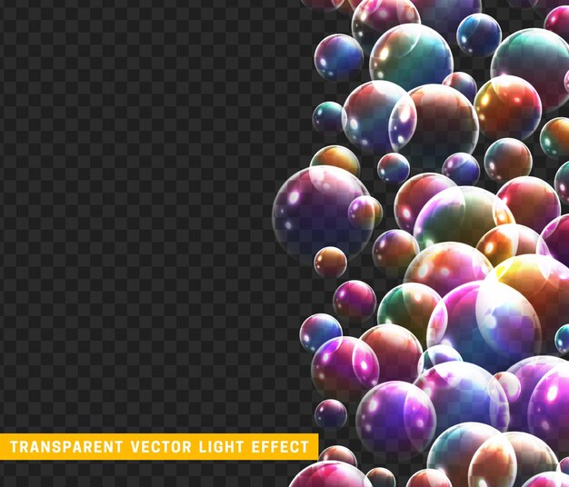soap bubbles background realistic 3d design. glass balls. vector illustration